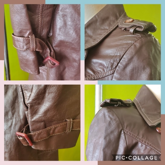 70s Double Breasted Belted Leather Trench - Picture 7 of 10